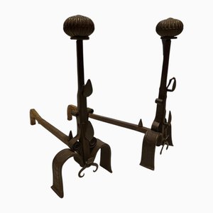 Wrought Iron Andirons, 16th Century, Set of 2