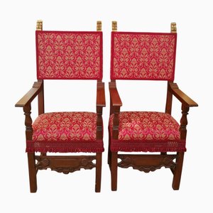 Set of Italian Walnut High Chairs