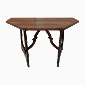 Lyre-Shaped Semi-Console Table in Walnut