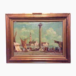 Venice Seen from Piazza San Marco, Oil on Canvas
