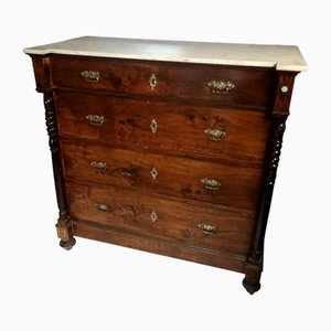 Commode à Tiroirs avec Plateau en Marbre Blanc, Italie