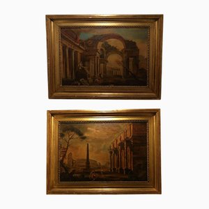 Aquarelles, Architectures with Figures, Encadré, Set de 2