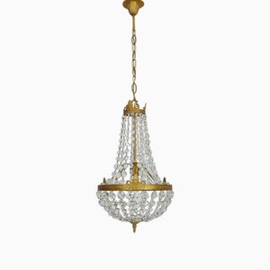Lustre Montgolfière Ancien avec Suspensions en Verre, Italie, 1970s
