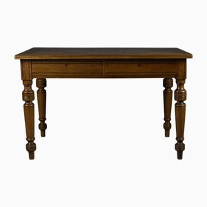 Table Antique en Chêne avec Plateau Incrusté, 1890s
