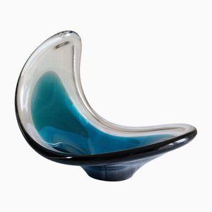 Schwedische Vintage Coquille Art Glasschale von Flygsfors, 1960er