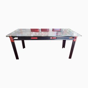 Vintage Table with Glass Top, 1980