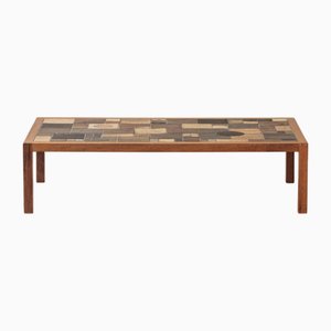 Table Basse Rectangulaire avec Carreaux en Céramique Vernie Abstraite, 1960s