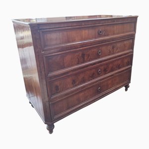 Secretaire antico con cassetto a ribalta e cassetti interni in radica, 1890