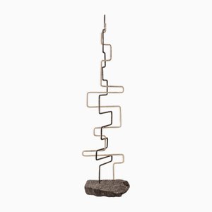 French Artist, Zigzag Sculpture, 1960s, Metal & Stone