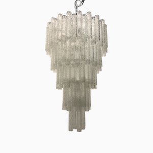 Lampadario tubolare in vetro di Murano, Italia, anni '80