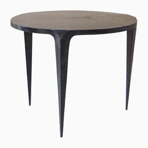 Vintage One-Off Tripod Table in Blue Lacquered Metal, 1980s