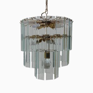 Large Eight-Light Glass Chandelier, 2000s