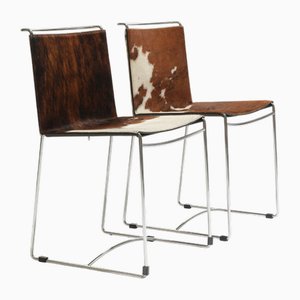 Set de Chaises en Cuir de Vache par Pascal Mourgue pour Ligne Roset, 1980s