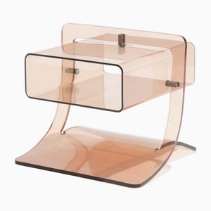 Table de Chevet en Verre Acrylique Fumé par Michel Dumas, 1970s