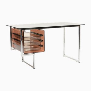 Smoked Glass and Acrylic Glass Desk, 1970s