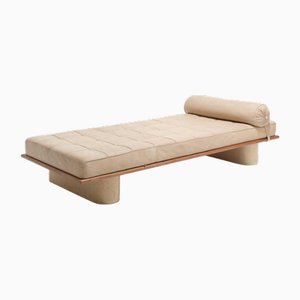 Daybed in Beige Leather and Travertin, 1980s