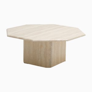 Table Basse Octogonale en Travertin, 1970s