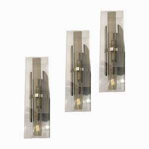 Applique da parete in vetro di Arte, Italia, anni '70, set di 3