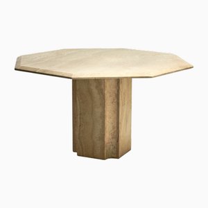 Tavolo da pranzo ottagonale in travertino, anni '70