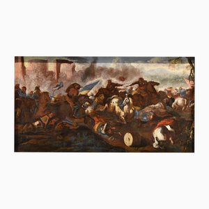 Antonio Calza, Paesaggio di cavalieri guerrieri, 1700, Olio su tela