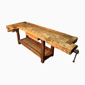 Antique Apple Wood Carpenters Table, 1800s