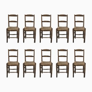 Chaises de Monastère Vintage, France, Set de 10