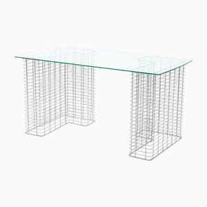 Scrivania in vetro e metallo di Terence Conran per Habitat, anni '80