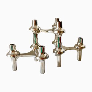 Portacandele Stoff Nagel vintage di BMF Zinc, anni '70, set di 6