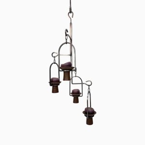 Handcrafted Wrought Iron Chandelier by Aino Grib, 1970s