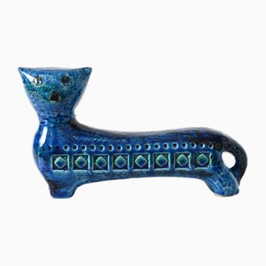 Rimini Blu Cat Figurine by Aldo Londi for Bitossi, 1960s