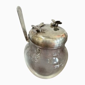 Pot à Miel en Argent 925 avec Louche à Miel de Belfiore, 1970s