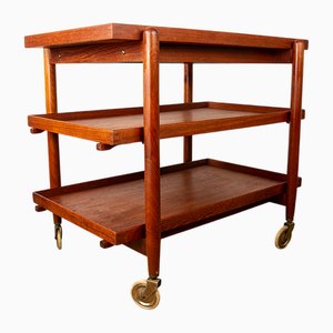 Danish Three-Tier Rolling Table in Teak by Poul Hundevad for Hundevad & Co., 1960s
