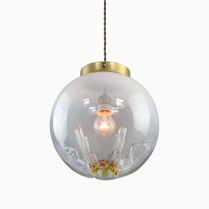 Lampada Mid-Century moderna in vetro di Murano e ottone di Mazzega, anni '60