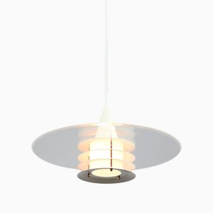 Lampe à Suspension Duett Scandinave en Verre Acrylique et Métal de Landskrona Sweden, 1990s