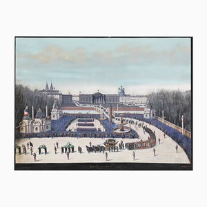 Staatsbegräbnis von Léon Gambetta am 6. Januar 1883 auf der Place De La Concorde, Mixed Media auf Leinwand