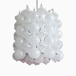 Vintage Sculptural Hanging Lamp in Frozen Murano Glass by Archimede Seguso for Seguso Vetri Darte, 1950s