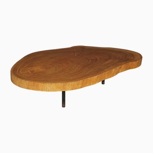 Table Basse Brutaliste Live Edge en Tronc d'Arbre, 1960s