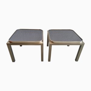 Tables d'Appoint en Métal Chrome et Verre Fumé, 1970s, Set de 2