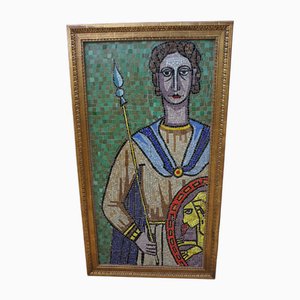 Grande opera d'arte in mosaico in ceramica di Guerriero romano, anni '60