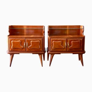 Mesitas de noche italianas Mid-Century modernas, años 50. Juego de 2