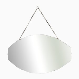 Mid-Century Modern Frameless Bevelled Edge Wall Mirror, 1940s