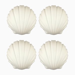 Appliques Murales en Forme de Coquillage en Verre Opalin de Limburg, Allemagne, 1970s, Set de 4