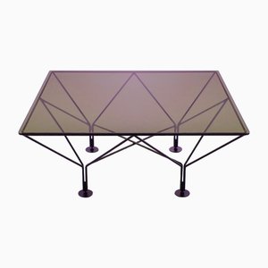 Table Basse Carrée Vintage en Verre Fumé par Paolo Piva, 1980s