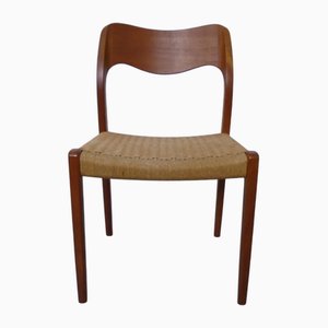 Sedia modello 71 in teak e Papercord di Niels Otto Møller per JL Møllers, Danimarca, anni '60