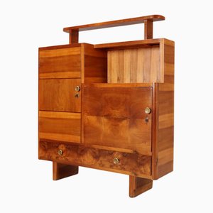 Vintage Art Deco Cabinet in Exotic Wood and Brass, 1940s