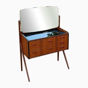 Dressing Table in Teak with Patterned Glass Top