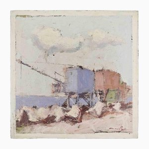 Franco Marzilli, Seaside, Ölgemälde, 1970er