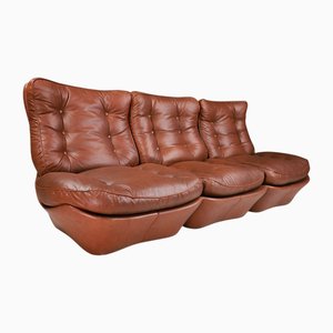 Canapé Mid-Century Moderne en Cuir, Italie, 1970s