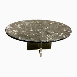 Fossil Stone Coffee Table with Acrylic Glass Cross Base