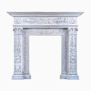 Antique Italian Marble Renaissance Revival Fireplace Mantel, 1890